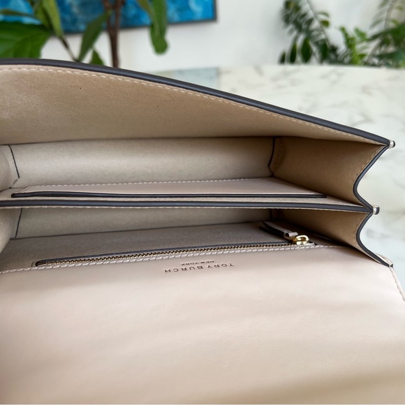 NWOT Tory Burch Miller Basketweave Small Flap Shoulder Bag Brie Ivory Leather - Picture 14 of 16